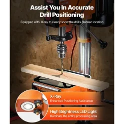 VEVOR 12 in Benchtop Drill Press, 5 Amp 120V, Variable Speed Cast Iron Bench Drill Press, 12 in Swing Distance 0-45° Tiltling Worktable with Laser Work Light, Tabletop Drilling Machine for Wood Metal