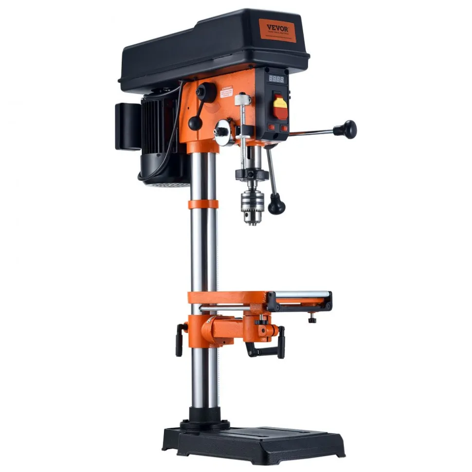 VEVOR 12 in Benchtop Drill Press, 5 Amp 120V, Variable Speed Cast Iron Bench Drill Press, 12 in Swing Distance 0-45° Tiltling Worktable with Laser Work Light, Tabletop Drilling Machine for Wood Metal