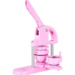 VEVOR 3-IN-1 Button Maker, 1/1.25/2.28 inch(25/32/58mm) Pin Maker, 300pcs Button Parts,Button Maker Machine with Panda Magic Book,  Ergonomic Arc Handle Punch Press Kit, For Children DIY Gifts, Pink