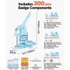 VEVOR 3-IN-1 Button Maker, 1/1.25/2.28 inch(25/32/58mm) Pin Maker, 300pcs Button Parts, Button Maker Machine with Panda Magic Book, Ergonomic Arc Handle Punch Press Kit, For Children DIY Gifts, Blue