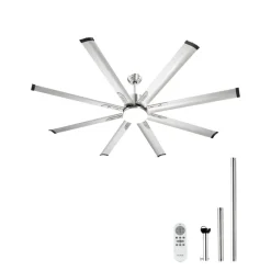 VEVOR 72 In Ceiling Fan with Light, 6-Speed Remote Control, Dimmable 3-Color Temperature, Reversible DC Motor, Low Profile Flush Mount Fan for Bedroom, Living Room, Indoor/Outdoor Use, Brushed Nickel