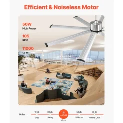 VEVOR 72 In Ceiling Fan with Light, 6-Speed Remote Control, Dimmable 3-Color Temperature, Reversible DC Motor, Low Profile Flush Mount Fan for Bedroom, Living Room, Indoor/Outdoor Use, Brushed Nickel