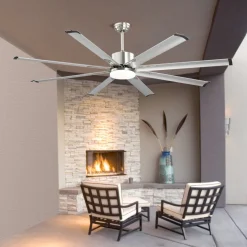 VEVOR 72 In Ceiling Fan with Light, 6-Speed Remote Control, Dimmable 3-Color Temperature, Reversible DC Motor, Low Profile Flush Mount Fan for Bedroom, Living Room, Indoor/Outdoor Use, Brushed Nickel