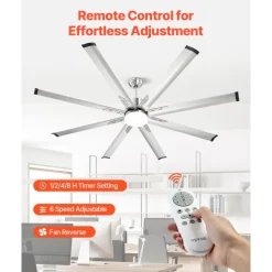VEVOR 72 In Ceiling Fan with Light, 6-Speed Remote Control, Dimmable 3-Color Temperature, Reversible DC Motor, Low Profile Flush Mount Fan for Bedroom, Living Room, Indoor/Outdoor Use, Brushed Nickel