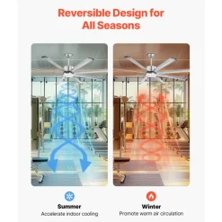 VEVOR 72 In Ceiling Fan with Light, 6-Speed Remote Control, Dimmable 3-Color Temperature, Reversible DC Motor, Low Profile Flush Mount Fan for Bedroom, Living Room, Indoor/Outdoor Use, Brushed Nickel