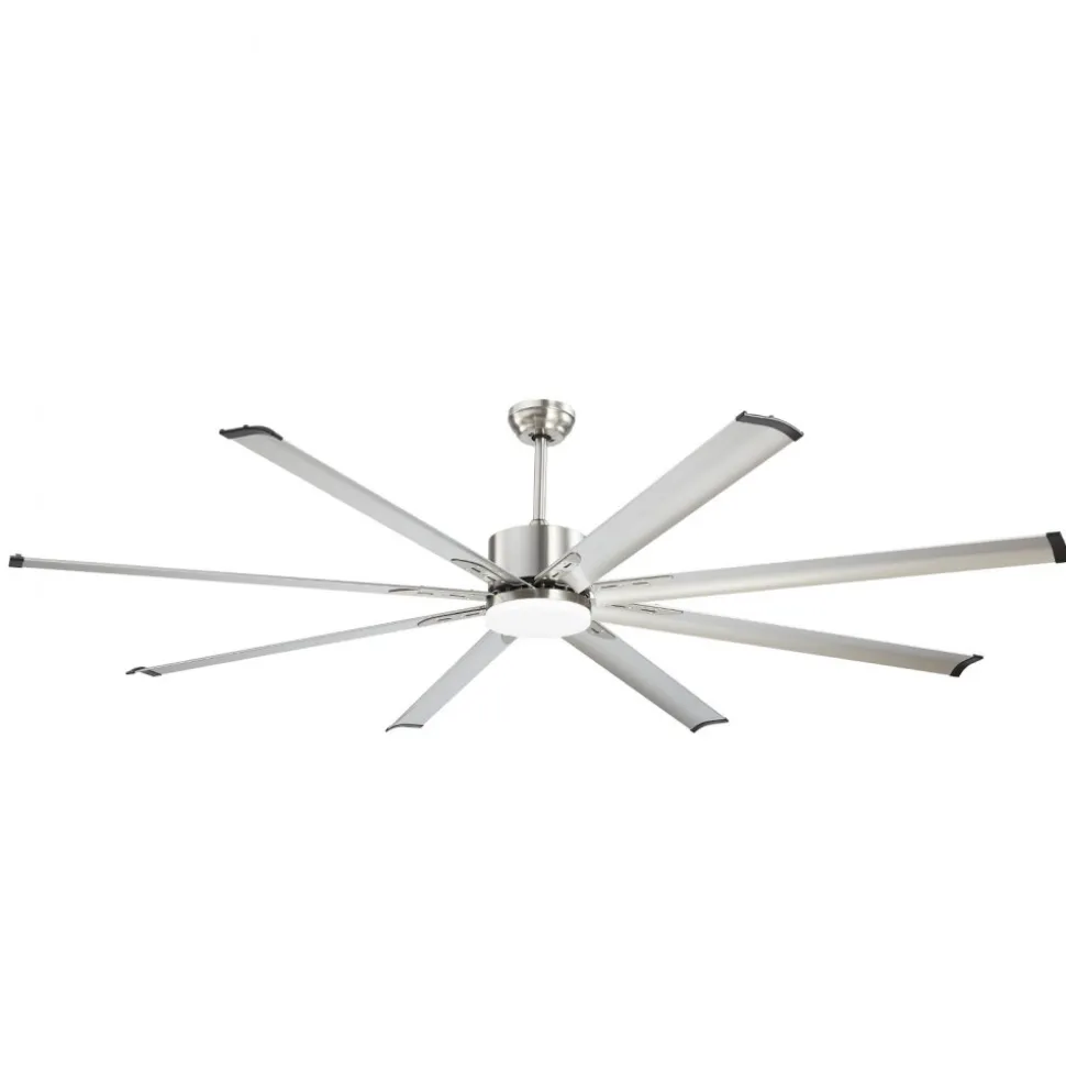 VEVOR 84 In Ceiling Fan with Light, 6-Speed Remote Control, Dimmable 3-Color Temperature, Reversible DC Motor, Low Profile Flush Mount Fan for Bedroom, Living Room, Indoor/Outdoor Use, Brushed Nickel