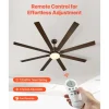 VEVOR 72 In Ceiling Fan with Light, 6-Speed Remote Control, Dimmable 3-Color Temperature, Reversible DC Motor, Modern Low Profile Flush Mount Fan for Bedroom, Living Room, Indoor/Outdoor Use, Coffee