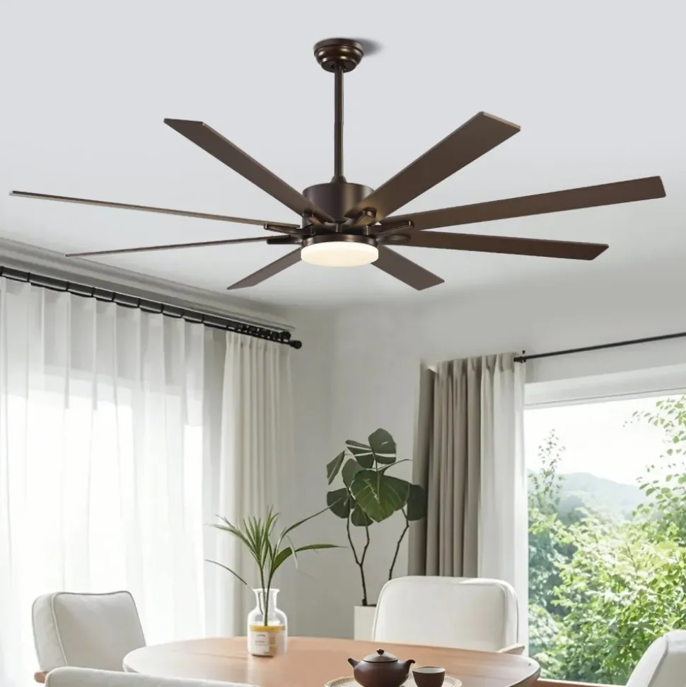 VEVOR 72 In Ceiling Fan with Light, 6-Speed Remote Control, Dimmable 3-Color Temperature, Reversible DC Motor, Modern Low Profile Flush Mount Fan for Bedroom, Living Room, Indoor/Outdoor Use, Coffee