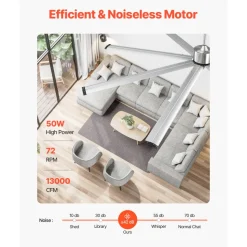 VEVOR 96 In Ceiling Fan without Light, 6-Speed Remote Control, Aluminum 8-Blade, Reversible DC Motor, Modern Low Profile Flush Mount Fan for Bedroom, Living Room, Patio, Indoor/Outdoor, Brushed Nickel