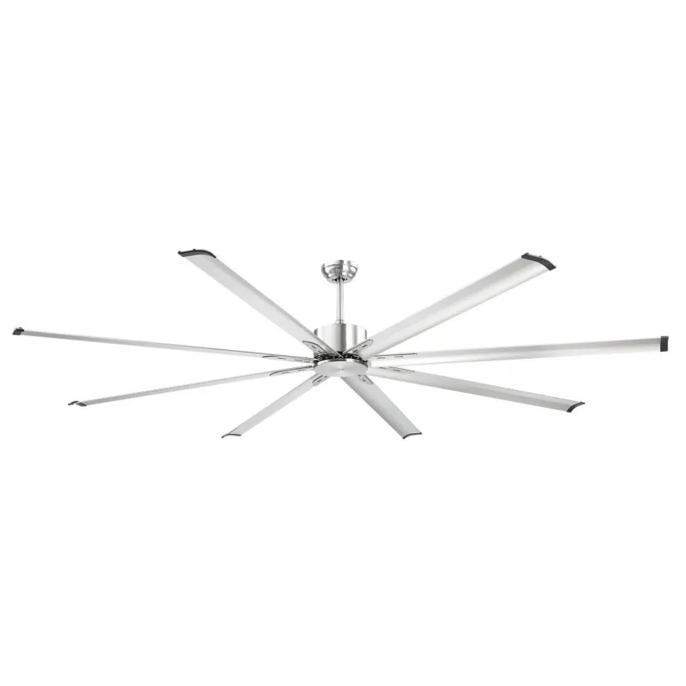 VEVOR 96 In Ceiling Fan without Light, 6-Speed Remote Control, Aluminum 8-Blade, Reversible DC Motor, Modern Low Profile Flush Mount Fan for Bedroom, Living Room, Patio, Indoor/Outdoor, Brushed Nickel
