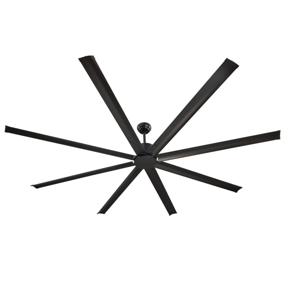 VEVOR 96 In Ceiling Fan without Light, 6-Speed Remote Control, Aluminum 8-Blade, Reversible DC Motor, Modern Low Profile Flush Mount Exterior Fan for Bedroom, Living Room, Patio, Indoor/Outdoor, Black