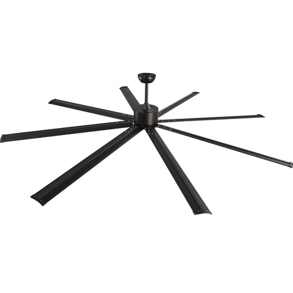 VEVOR 96 In Ceiling Fan without Light, 6-Speed Remote Control, Aluminum 8-Blade, Reversible DC Motor, Modern Low Profile Flush Mount Exterior Fan for Bedroom, Living Room, Patio, Indoor/Outdoor, Black