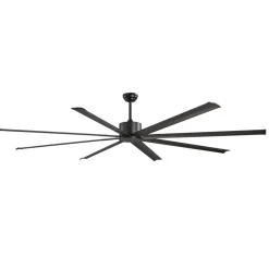 VEVOR 96 In Ceiling Fan without Light, 6-Speed Remote Control, Aluminum 8-Blade, Reversible DC Motor, Modern Low Profile Flush Mount Exterior Fan for Bedroom, Living Room, Patio, Indoor/Outdoor, Black