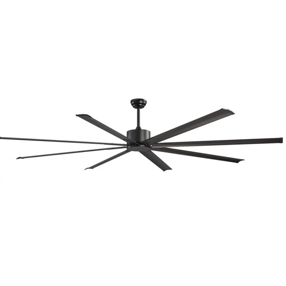 VEVOR 96 In Ceiling Fan without Light, 6-Speed Remote Control, Aluminum 8-Blade, Reversible DC Motor, Modern Low Profile Flush Mount Exterior Fan for Bedroom, Living Room, Patio, Indoor/Outdoor, Black