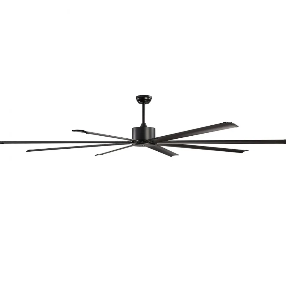 VEVOR 96 In Ceiling Fan without Light, 6-Speed Remote Control, Aluminum 8-Blade, Reversible DC Motor, Modern Low Profile Flush Mount Exterior Fan for Bedroom, Living Room, Patio, Indoor/Outdoor, Black