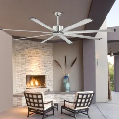 VEVOR 84 In Ceiling Fan without Light, 6-Speed Remote Control, Aluminum 8-Blade, Reversible DC Motor, Modern Low Profile Flush Mount Fan for Bedroom, Living Room, Patio, Indoor/Outdoor, Brushed Nickel