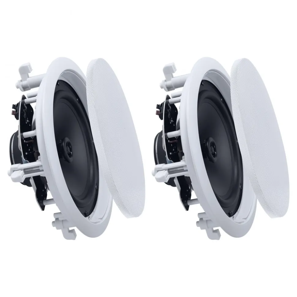 VEVOR In Ceiling Speakers, 8", In-Ceiling & In-Wall Speaker System, Hi-Fi Sound, 150W Peak, 2-Way Flush Mount Speakers, for Damp Humid Placement, Home Theater, Living Room, or Covered Patio, 1 Pair