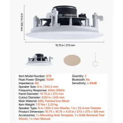 VEVOR In Ceiling Speakers, 8