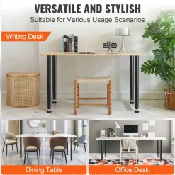 VEVOR 28 Inch Adjustable Desk Legs, Reinforced Steel Office Table Furniture legs Set of 4 for DIY, 1200 lbs Load Capacity Heavy Duty Desk Legs, Quick Instalation Legs with Adjustable Foot Cup Black