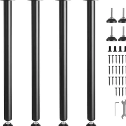 VEVOR 30 Inch Adjustable Desk Legs, Reinforced Steel Office Table Furniture legs Set of 4 for DIY, 1200 lbs Load Capacity Heavy Duty Desk Legs, Quick Instalation Legs with Adjustable Foot Cup Black