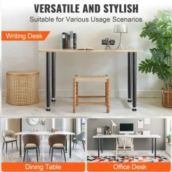 VEVOR 30 Inch Adjustable Desk Legs, Reinforced Steel Office Table Furniture legs Set of 4 for DIY, 1200 lbs Load Capacity Heavy Duty Desk Legs, Quick Instalation Legs with Adjustable Foot Cup Black