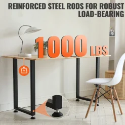 VEVOR 28 Inch Adjustable Furniture Legs, Square Reinforced Steel Office Table legs Set of 2 for DIY, Max Load 1000 lbs Heavy Duty Desk Legs, Quick Instalation & Rich Accessories Legs Black