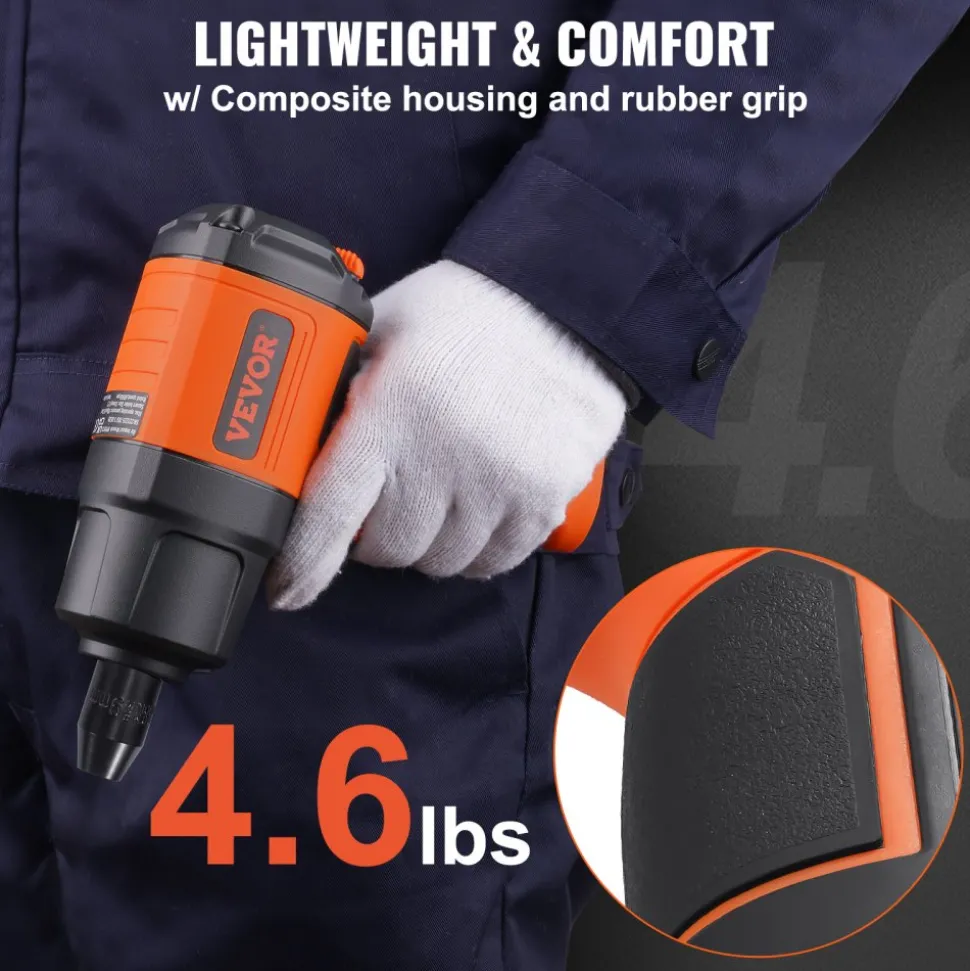 VEVOR 1/2-Inch Air Impact Wrench, High Torque Up to 1400 ft-lbs, Lightweight 4.6 lb Design Pneumatic Impact Gun with 11-PCS 1/2-Inch Drive CR-V Steel Impact Socket Set & Carrying Case