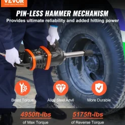 VEVOR 1 Inch Air Impact Wrench, Up to 5175 ft-lbs Beast Reverse Torque Output Pneumatic Impact Gun w/ 8 Inch Extended Anvil for Repairs and Maintenance of Heavy Duty Machinery / Semi-Truck / Bus