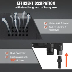 VEVOR 1 Inch Air Impact Wrench, Up to 2730 ft-lbs Reverse Torque Output 1" Pneumatic Impact Gun Lightweight w/ 2 Handles for Heavy Duty Repairs and Maintenance