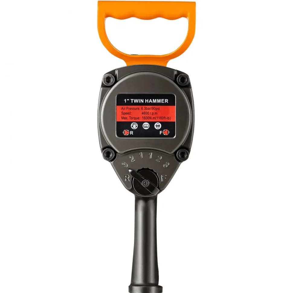 VEVOR 1 Inch Air Impact Wrench, Up to 1200 ft-lbs Nut-Busting Torque, 16.4 lbs Lightweight Pneumatic Impact Gun with Double Handles for Heavy Duty Repairs and Maintenance