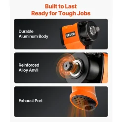 VEVOR 1/2-Inch Air Impact Wrench, Up to 738 ft-lbs Nut-busting Torque, Stubby Size & Lightweight Pneumatic Impact Gun for Auto Repairs and Maintenance