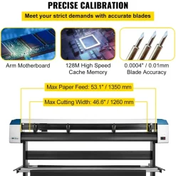 VEVOR 53-Inch Automatic Contour Vinyl Cutter Plotter Force & Speed Adjustable Sign Cutting With Floor Stand & Signmaster Software
