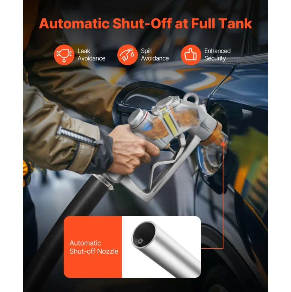 VEVOR 1.5 Inch Barb Automatic Fuel Nozzle with Swivel, Max Flow Rate 37 GPM, Auto Shut Off Diesel Gas Pump Nozzle with 3-Speed Trigger Lock & 1.5 Inch (OD=40 mm) Spout for Gasoline, Diesel, Kerosene