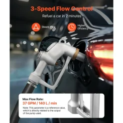 VEVOR 1.5 Inch Barb Automatic Fuel Nozzle with Swivel, Max Flow Rate 37 GPM, Auto Shut Off Diesel Gas Pump Nozzle with 3-Speed Trigger Lock & 1.5 Inch (OD=40 mm) Spout for Gasoline, Diesel, Kerosene