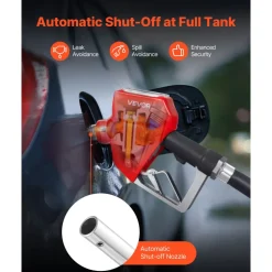VEVOR 1 Inch Barb Digital Fuel Nozzle with Swivel, Max Flow Rate 12.6 GPM, Auto Shut Off Diesel Gas Pump Nozzle with 3/16 in (OD=20 mm) Spout & Digital Display, Used for Gasoline, Diesel, Kerosene Red