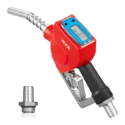 VEVOR 1 Inch Barb Digital Fuel Nozzle with Swivel, Max Flow Rate 12.6 GPM, Auto Shut Off Diesel Gas Pump Nozzle with 3/16 in (OD=20 mm) Spout & Digital Display, Used for Gasoline, Diesel, Kerosene Red