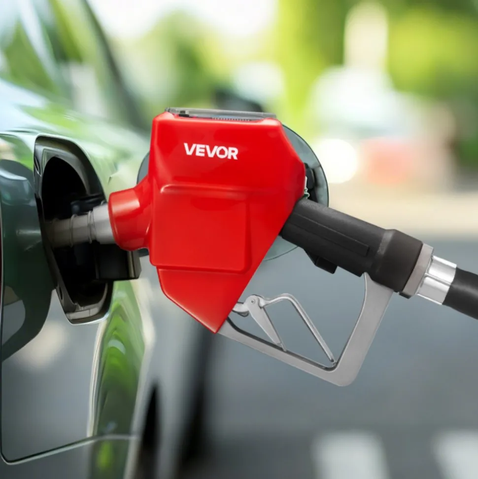 VEVOR 1 Inch Barb Digital Fuel Nozzle with Swivel, Max Flow Rate 12.6 GPM, Auto Shut Off Diesel Gas Pump Nozzle with 3/16 in (OD=20 mm) Spout & Digital Display, Used for Gasoline, Diesel, Kerosene Red
