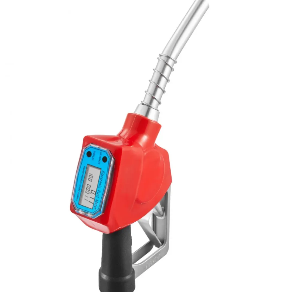 VEVOR 1 Inch Barb Digital Fuel Nozzle with Swivel, Max Flow Rate 12.6 GPM, Auto Shut Off Diesel Gas Pump Nozzle with 3/16 in (OD=20 mm) Spout & Digital Display, Used for Gasoline, Diesel, Kerosene Red