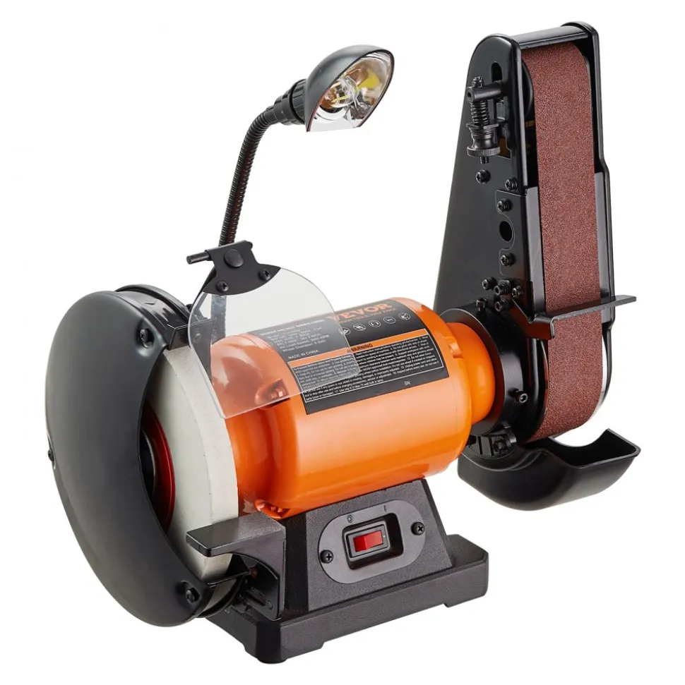 VEVOR 8 Inch Bench Grinder with 2 x28 Inch Belt Sander Combo, Bench Grinder Sander with 2.5A Induction Motor for Metalworking Sharpening Grinding