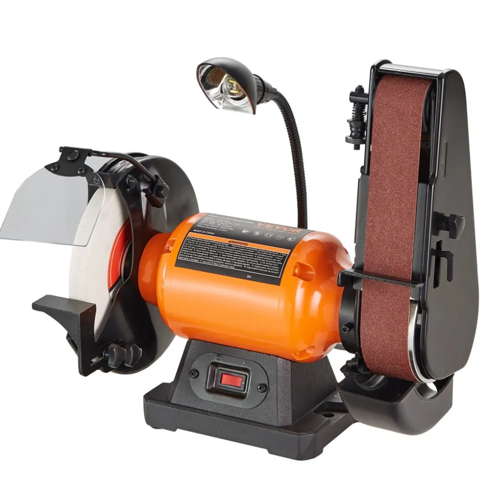 VEVOR 8 Inch Bench Grinder with 2 x28 Inch Belt Sander Combo, Bench Grinder Sander with 2.5A Induction Motor for Metalworking Sharpening Grinding