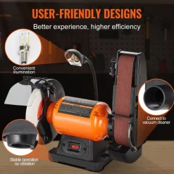 VEVOR 8 Inch Bench Grinder with 2 x28 Inch Belt Sander Combo, Bench Grinder Sander with 2.5A Induction Motor for Metalworking Sharpening Grinding
