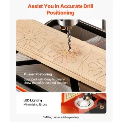 VEVOR 12-Inch Benchtop Drill Press, 6.2 Amp, 1 HP Bench Drill Press, 530 to 3140 RPM Variable Speed, 0-45° Tilting Worktable, with Laser and LED Work Light, Tabletop Drilling Machine, for Wood Metal