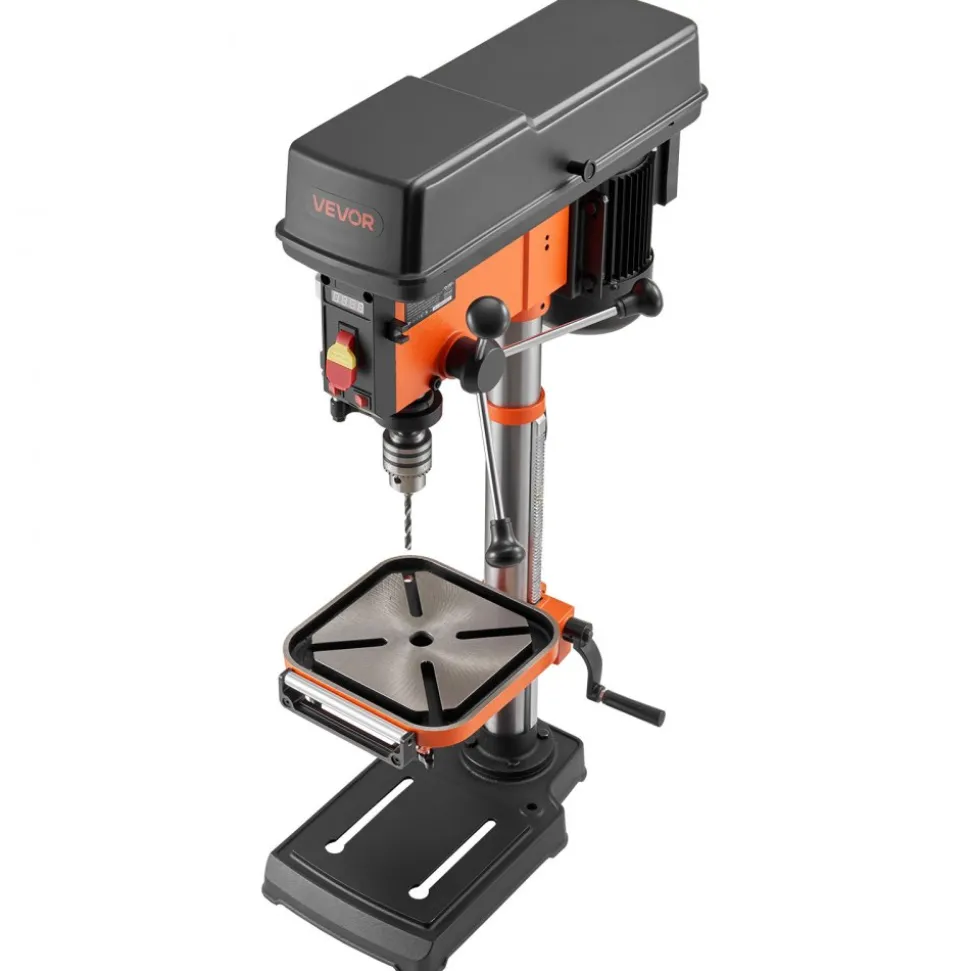 VEVOR 12-Inch Benchtop Drill Press, 6.2 Amp, 1 HP Bench Drill Press, 530 to 3140 RPM Variable Speed, 0-45° Tilting Worktable, with Laser and LED Work Light, Tabletop Drilling Machine, for Wood Metal