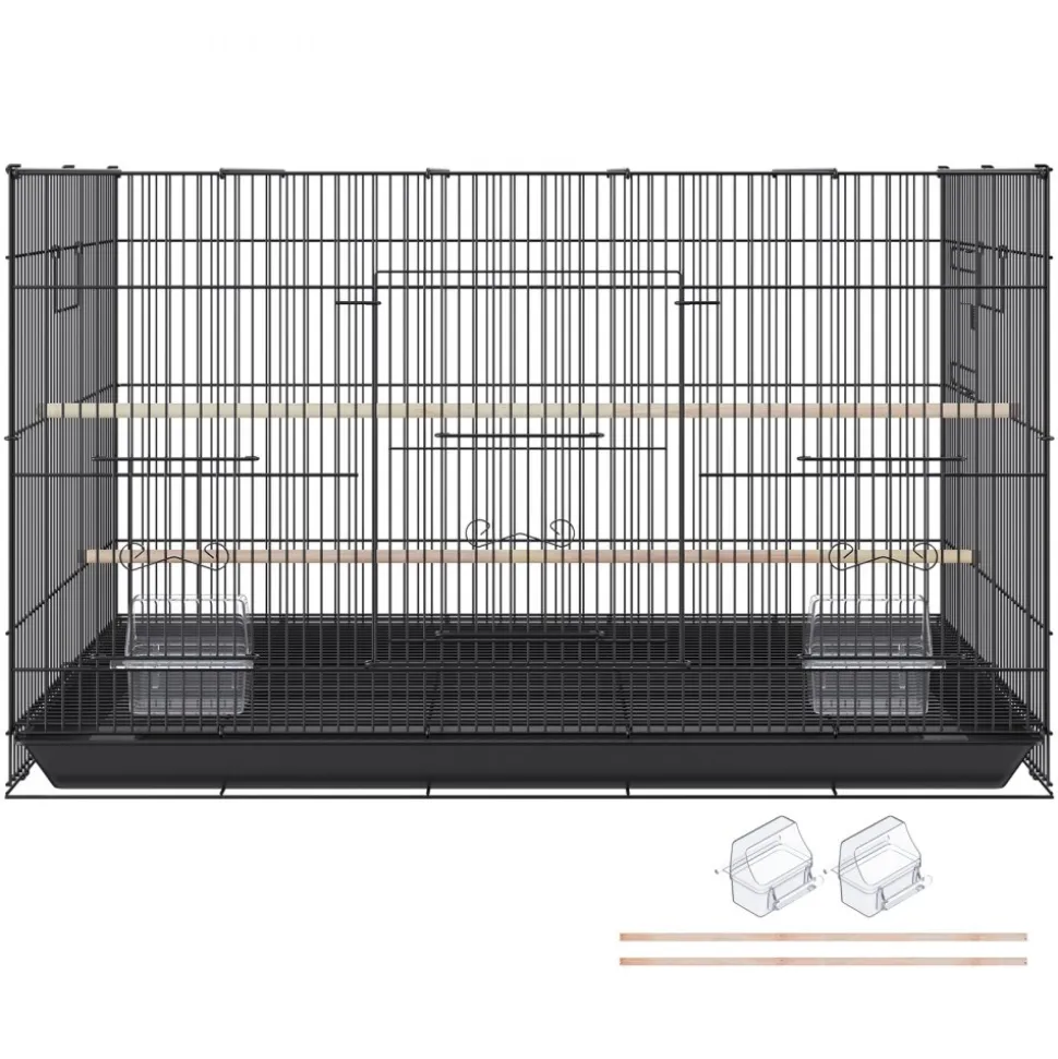 VEVOR 30 inch Bird Cage, Metal Large Parakeet Cages for Cockatiels Small Parrot Budgies Lovebirds Canaries, Pet Bird Cage with Rolling Stand and Tray