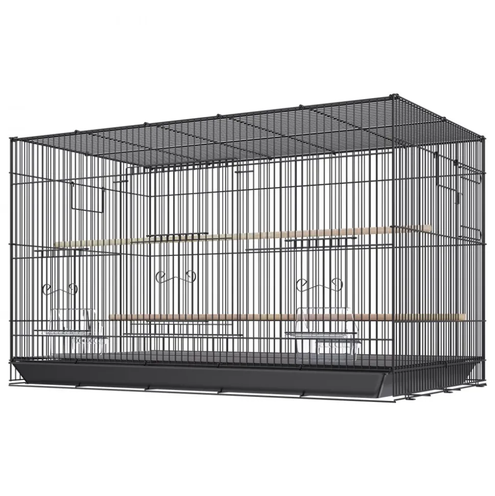 VEVOR 30 inch Bird Cage, Metal Large Parakeet Cages for Cockatiels Small Parrot Budgies Lovebirds Canaries, Pet Bird Cage with Rolling Stand and Tray