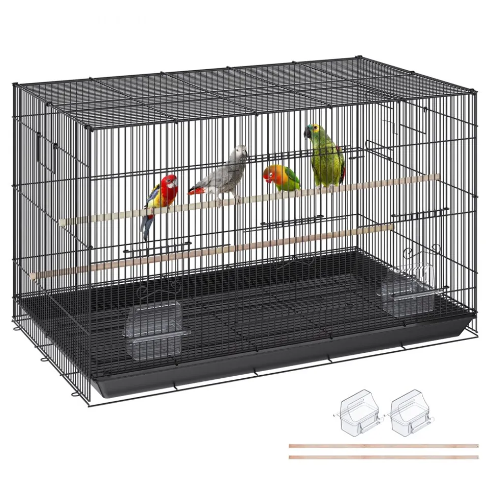 VEVOR 30 inch Bird Cage, Metal Large Parakeet Cages for Cockatiels Small Parrot Budgies Lovebirds Canaries, Pet Bird Cage with Rolling Stand and Tray
