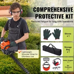 VEVOR 23.2-inch 26CC 2 Cycle Gas Hedge Trimmer, Gas Powered Handheld Hedge Trimmer with Dual Sided Dual Action Blade, 180° Adjustable Trimmer Head, Suitable for Trimming Shrubs, Low Bushes