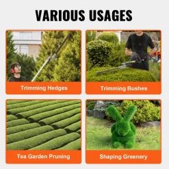 VEVOR 15.7-inch 26CC 2 Cycle Gas Hedge Trimmer, Gas Powered Pole Hedge Trimmer with Dual Sided Dual Action Blade, 270° Adjustable Trimmer Head, Suitable for Trimming Shrubs, Bushes