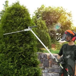 VEVOR 15.7-inch 26CC 2 Cycle Gas Hedge Trimmer, Gas Powered Pole Hedge Trimmer with Dual Sided Dual Action Blade, 270° Adjustable Trimmer Head, Suitable for Trimming Shrubs, Bushes