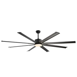VEVOR 72 Inch Ceiling Fan with Light, 6-Speed Remote Control, Dimmable 3-Color Temperature, Reversible DC Motor, Modern Low Profile Flush Mount Fan for Bedroom, Living Room, Indoor/Outdoor Use, Black